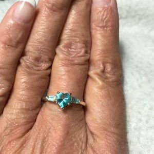 Vintage Blue Topaz Heart in Sterling Silver Ring